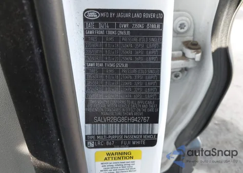 2014 Land Rover Range Rover Evoque Pure из США, поврежденный, VIN SALVR2BG8EH942767